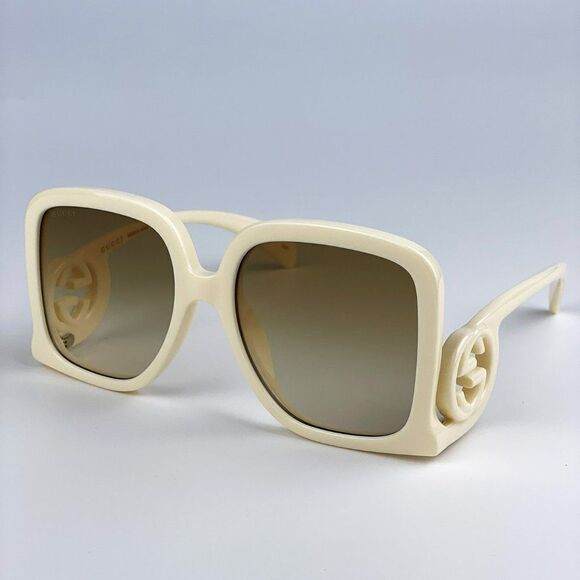 NEW Gucci GG1326S 002 Ivory Brown Gradient Oversized Square Women Sunglasses main image 6